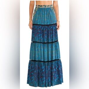 Voyage Silk Blue Maxi Skirt | Boho Luxe Resort Style | Zimmermann LoveShackFancy